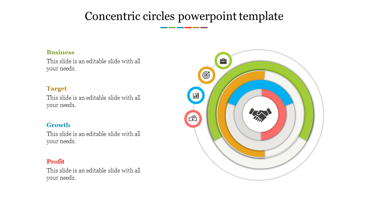 Four Node Concentric Circles PowerPoint Template 